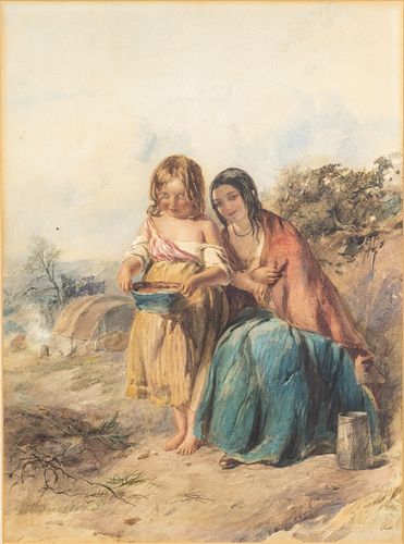 Paul Falconer Poole (British 1807-1879) Gypsies, W/C
