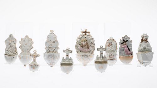 10 German Porcelain Holy Water Fonts