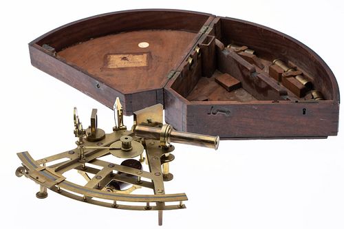 Troughton Brass Sextant in Wood Case