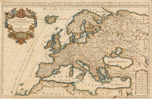Jalliot After S. Sanson, L'Europe, Hand Colored Map