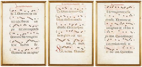 3 Pages of Sheet Music on Vellum, 16th/17th Century