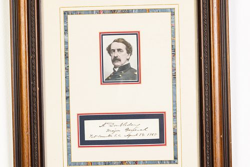 Abner Doubleday Framed Signature from Fort Sumter