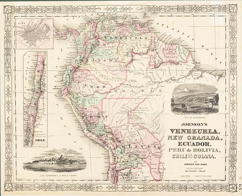 Map of South America by Johnson and Ward, c. 1863