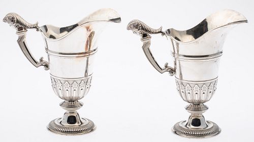 Pair of French Sterling Pitchers, Probably Tetard Freres