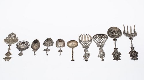 10 Continental Silver Spoons of Various Forms