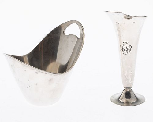 Tiffany Sterling Bud Vase and a Danish Bowl