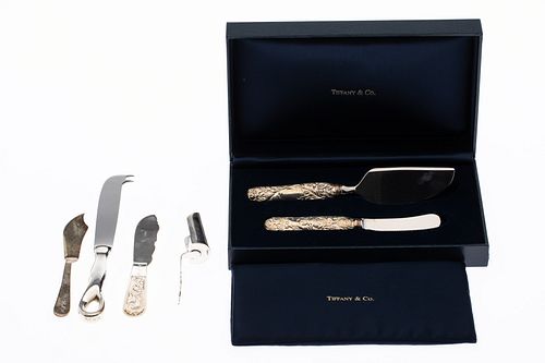Sterling Silver Cheese Knives Including Tiffany