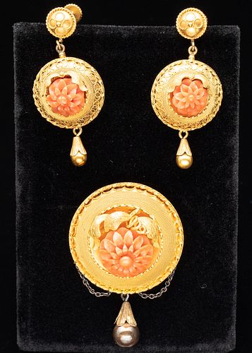 Group of Gold and Coral Jewelry