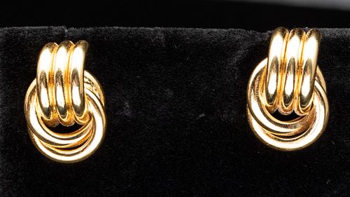 Pair of 14k Gold Knot Earrings