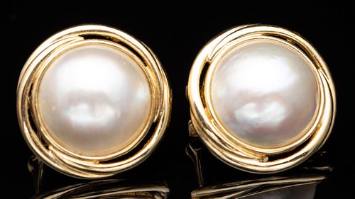 Pair of 14k Gold Mave Pearl Earrings
