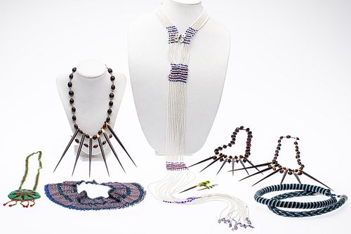 Group of Ten Beaded and Porcupine Jewelry Articles