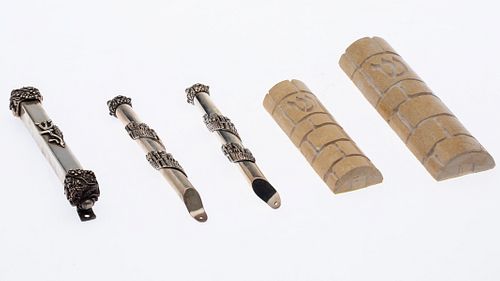 Group of 5 Sterling and Stone Mezuzah