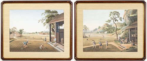Pair of China Trade Paintings, Gouache, c. 1825