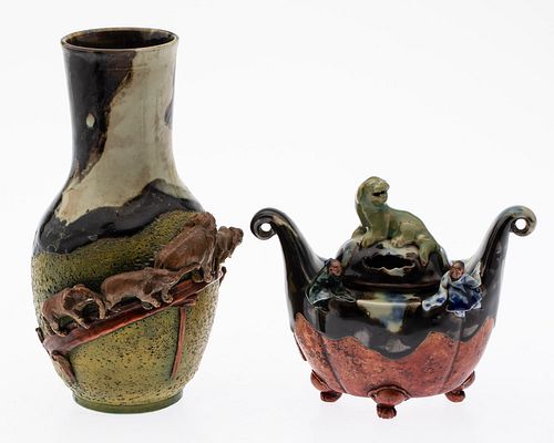 2 Pieces of Japanese Sumidagawa Pottery
