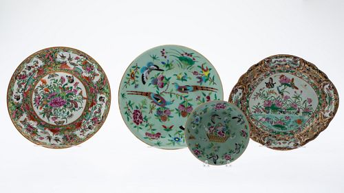 4 Chinese Famille Rose Articles, 19th C