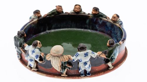 Large Japaneses Sumidagawa Pottery Bowl