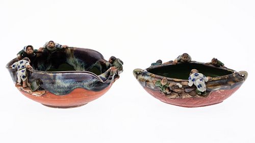 2 Japanese Sumidigawa Pottery Bowls