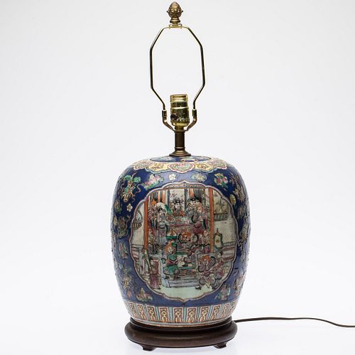 Ceramic Ginger Jar, Mounted as a Lamp