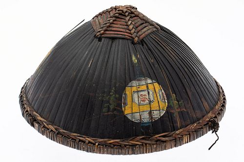 Chinese Painted Bamboo Court Officers Hat