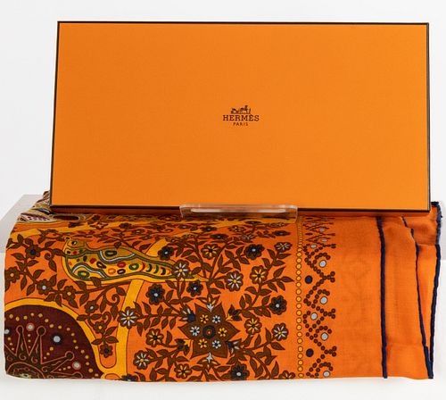 Hermes Cashmere and Silk Scarf with Original Box