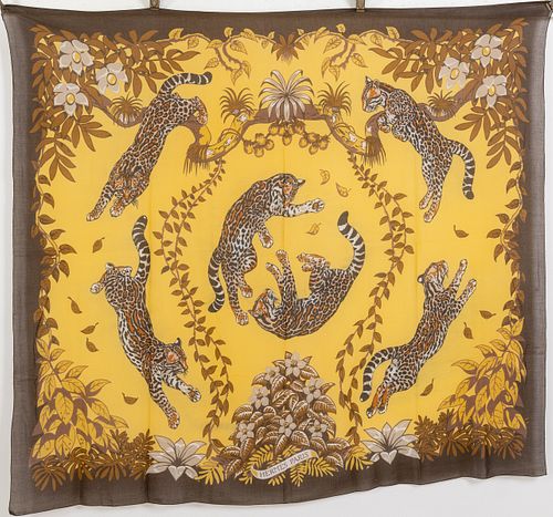 Hermes Cotton Scarf of Leopards