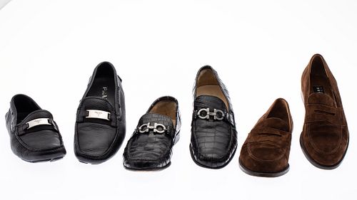 3 Pairs of Men's Shoes, Prada, Ferragamo & Rossetti