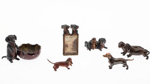 6 Painted Metal Dachshunds