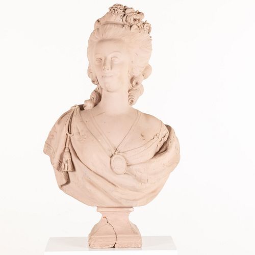 French Style Painted Plaster Bust of a Woman