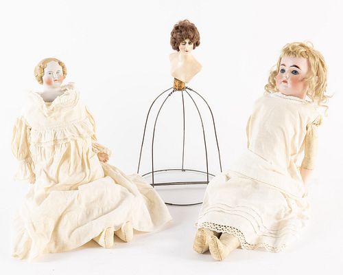 2 Porcelain Dolls and a Doll Form