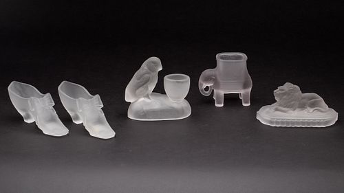 Group of 5 Frosted Glass Articles