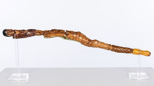 D.P. Dahlquist Carved and Painted Cane, 2007