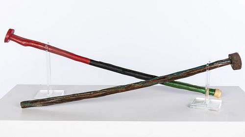 Vernon Edwards (1940-1999), 2 Carved Walking Sticks