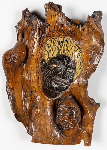 Vernon Edwards, Painted Carved Wood Relief Sculpture