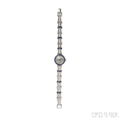 Art Moderne Platinum, Sapphire and Diamonds Watch, Gumbiner