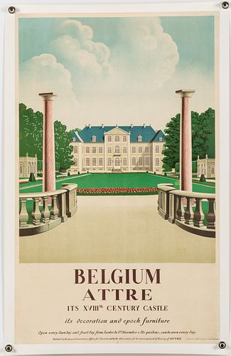 Vintage Belgium Attre Castle Travel Poster