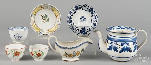 Eight pieces of pearlware, 19th c.