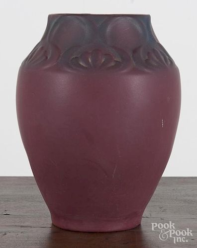 Large Van Briggle pottery vase, 12'' h.