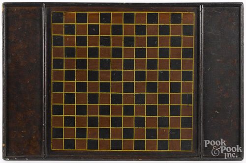 Painted pine double-sided gameboard, 19th c., 27'' x 17 3/4''.