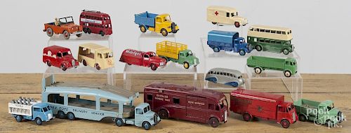 Seventeen Dinky toy vehicles, largest - 9 3/4'' l.