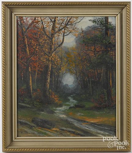 Victor Shearer (American 1872-1951), oil on canvas landscape, signed lower left, 17'' x 14''.