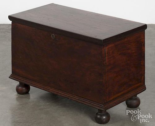 Child's stained pine blanket chest, 19th c., 17 1/2'' h., 25 1/2'' w.