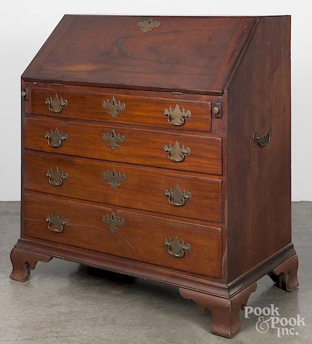 New England Chippendale mahogany slant front desk, ca. 1770, 44 1/4'' h., 39 1/4'' w.