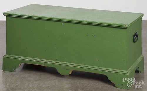 Two green painted blanket chests, 19th c., probably Delaware
