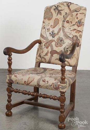 William & Mary walnut armchair, ca. 1740.