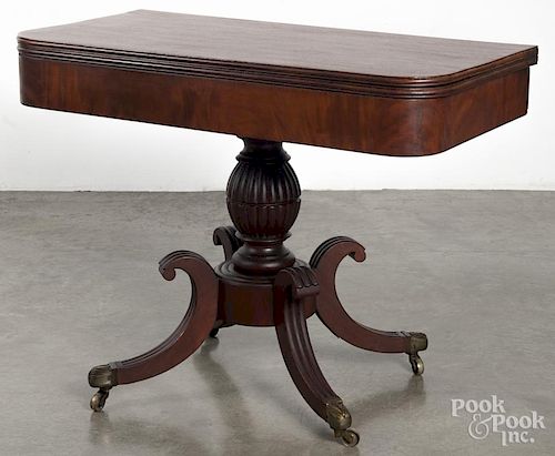 Classical mahogany card table, ca. 1820, 29'' h., 38'' w.