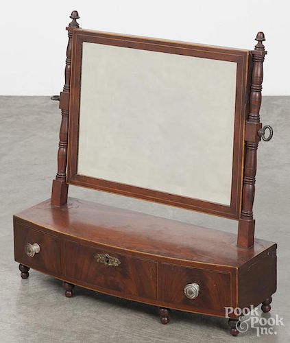 Sheraton mahogany shaving mirror, ca. 1820, 22 1/2'' h., 22 1/4'' w.