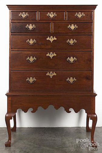 Pennsylvania Queen Anne walnut chest on frame, the top ca. 1770