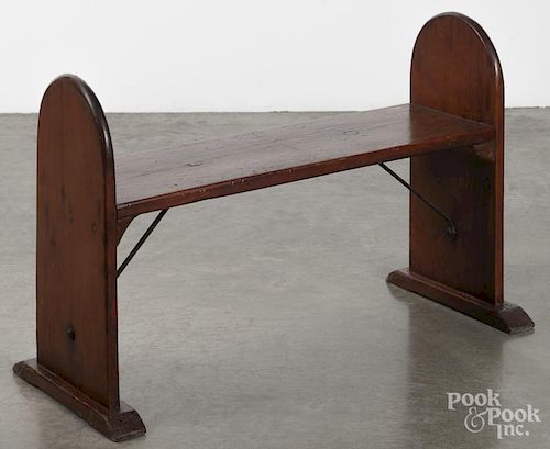 Pine bench, late 19th c., 21'' h., 31 3/4'' w.