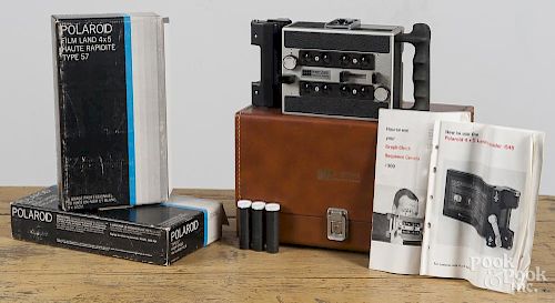 Rare Polaroid Graph-Check sequence camera, model 300, in its original leatherette case