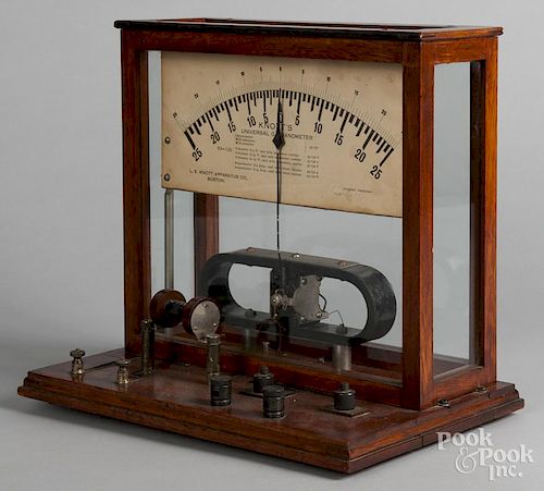 Knott Universal Galvanometer, in a wood and glass case, 14 1/2'' h., 16'' w.